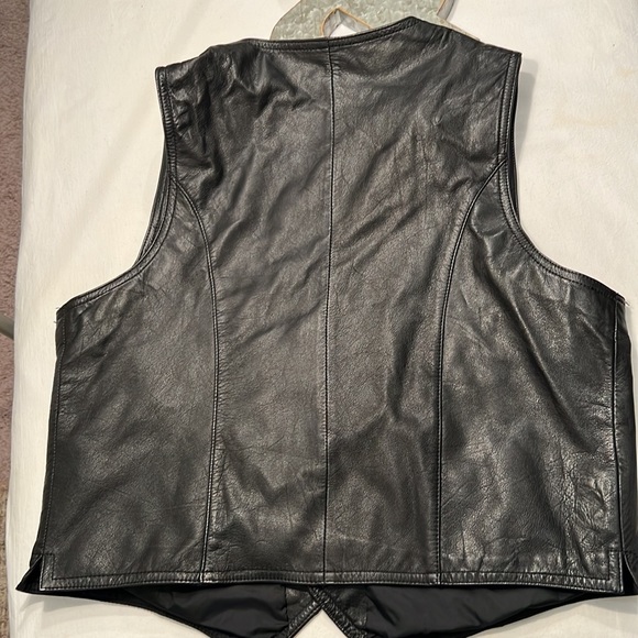 BYRENS & BAKER Black Leather Vest SZ 46 - Picture 2 of 5